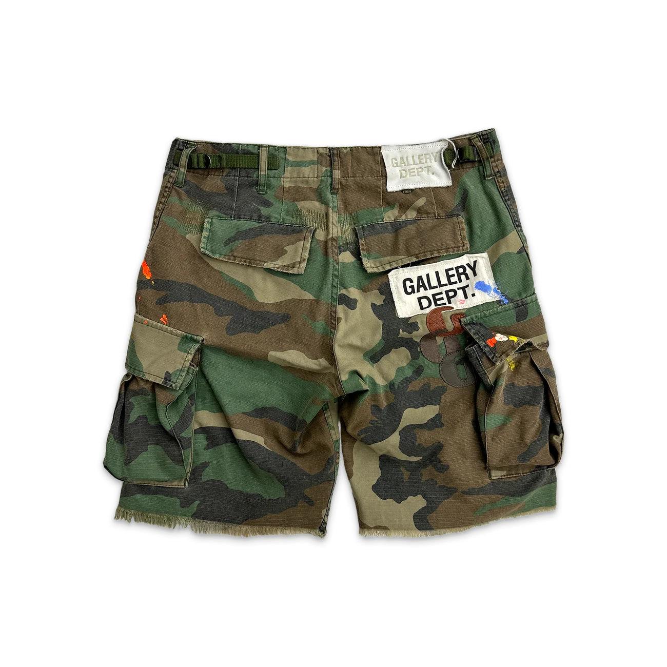 Gallery Dept camo cargo shorts (dark green)