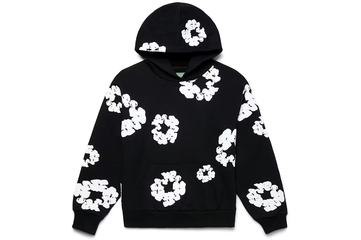 denim tears the cotton wreath hoodie Black