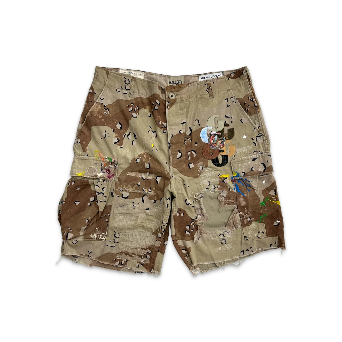 Gallery Dept camo cargo shorts (light green)