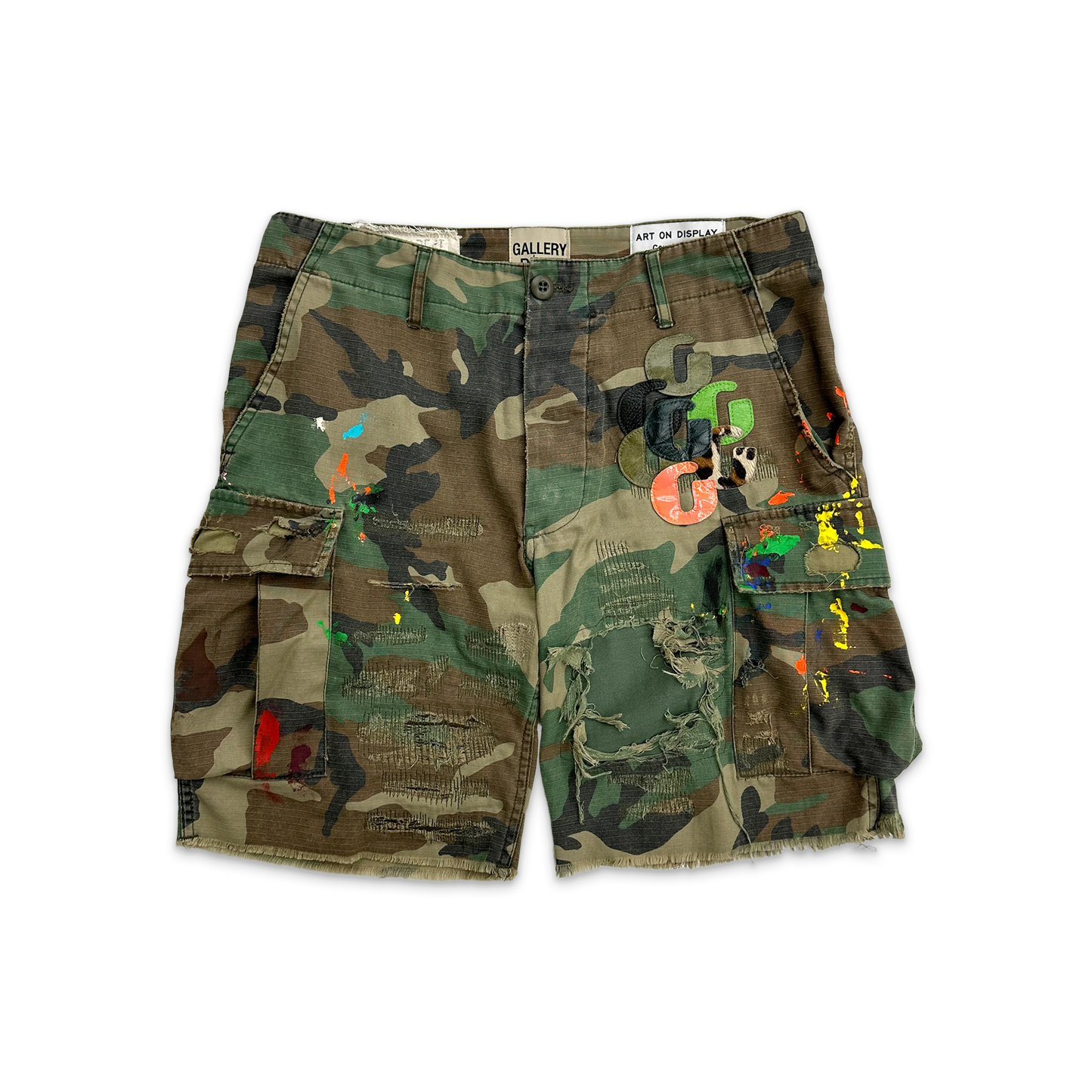 Gallery Dept camo cargo shorts (dark green)