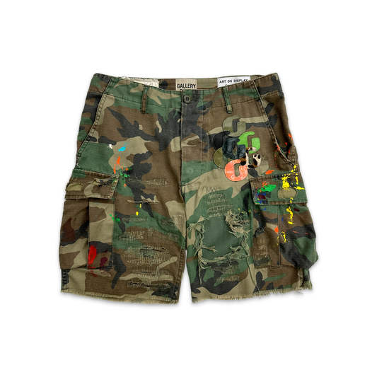 Gallery Dept camo cargo shorts (dark green)
