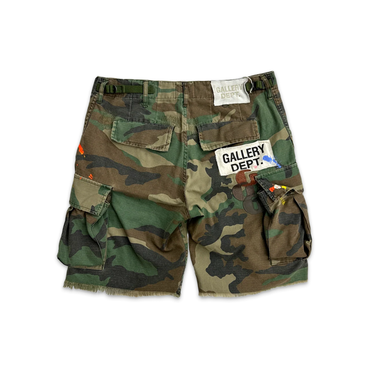 Gallery Dept camo cargo shorts (dark green)
